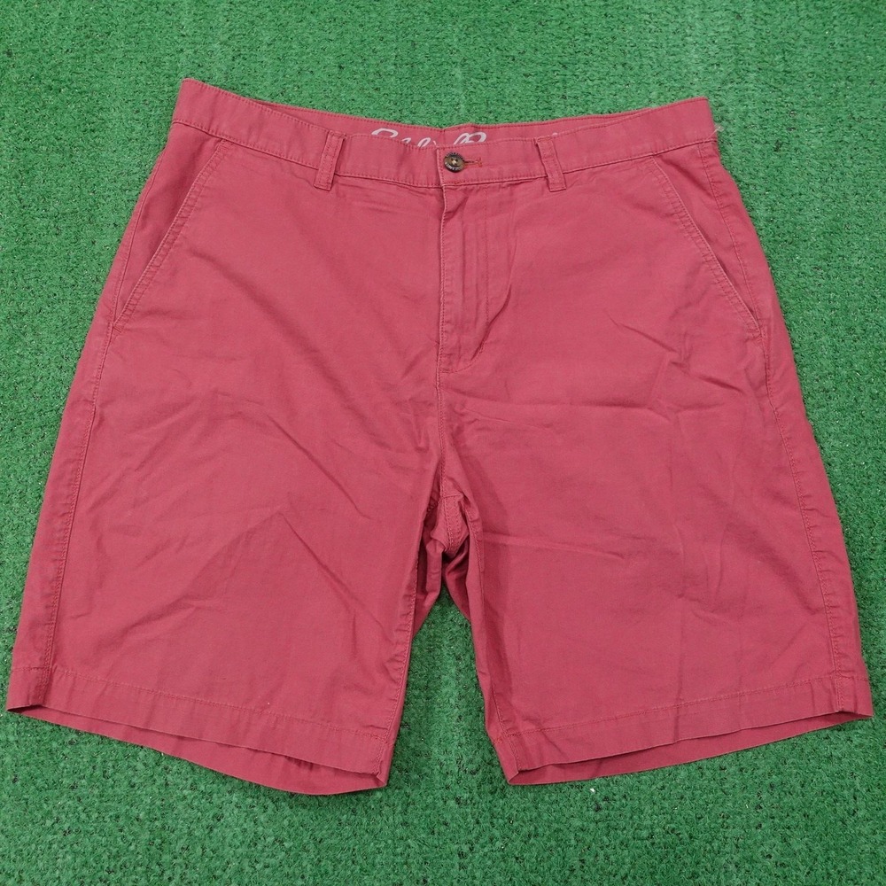 Eddie Bauer Shorts‎ Mens 34 Red Chino Cotton Flat Front 8.5 Inseam Pockets